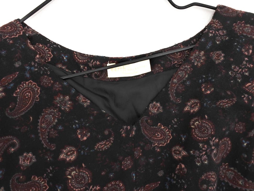 earth music&ecology アースミュージック＆エコロジー ペイズリー柄 Aライン ワンピース sizeF/黒 ■◆ ☆ ffa5 レディース_画像5