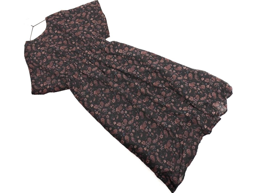 earth music&ecology アースミュージック＆エコロジー ペイズリー柄 Aライン ワンピース sizeF/黒 ■◆ ☆ ffa5 レディース_画像6