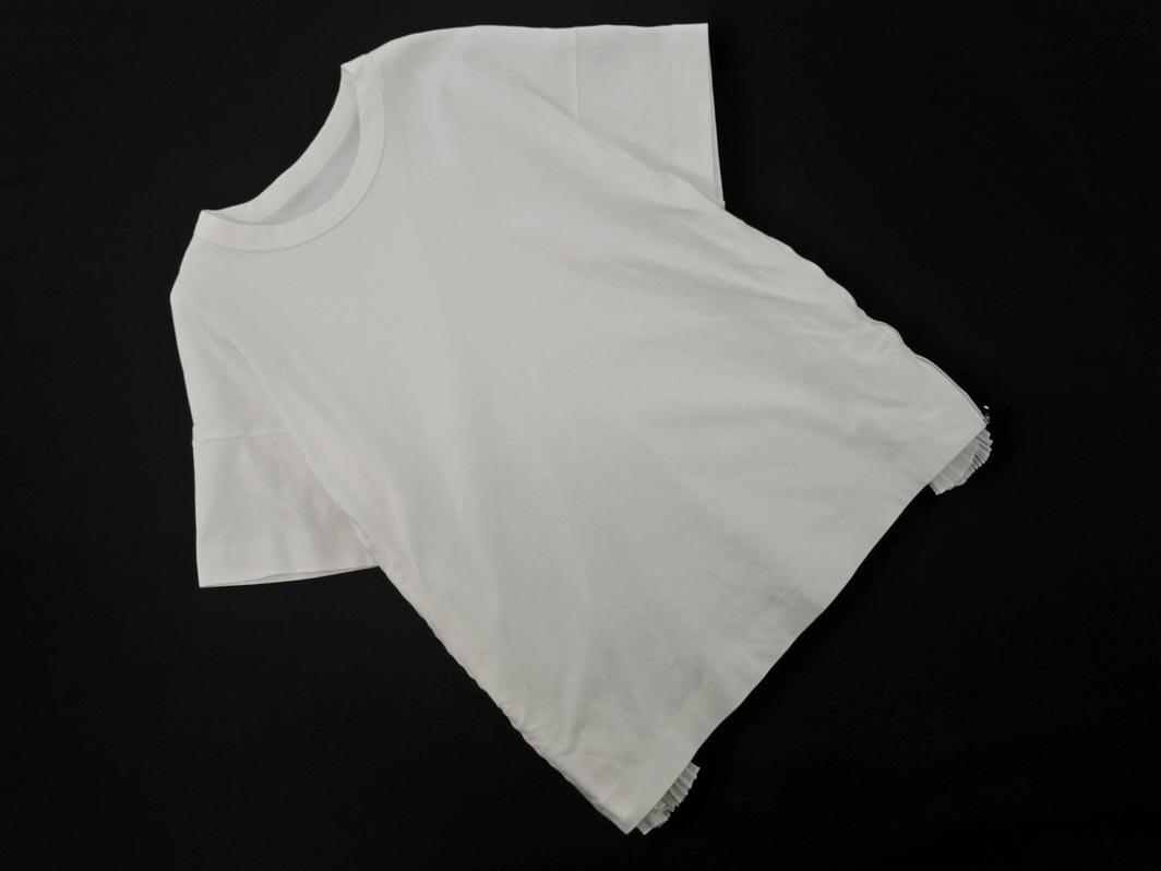 HUMAN WOMAN ヒューマンウーマン サイド ジップ プリーツ Tシャツ sizeM/白 ■◆ ☆ ffa6 レディース