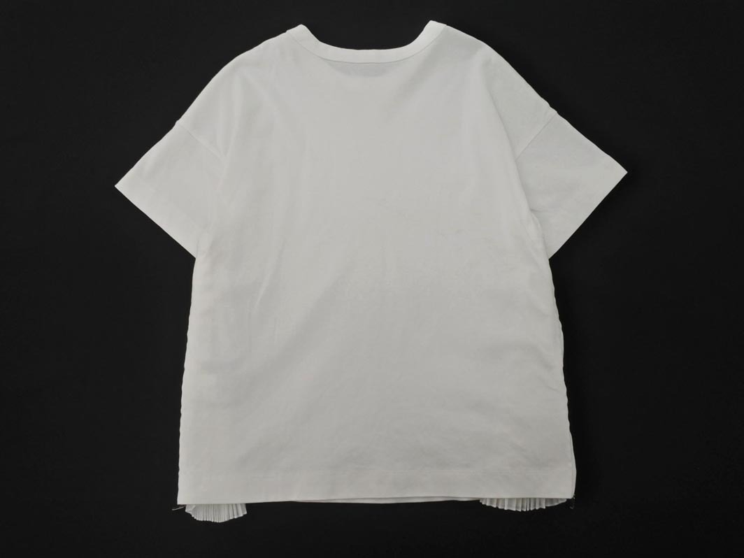 HUMAN WOMAN ヒューマンウーマン サイド ジップ プリーツ Tシャツ sizeM/白 ■◆ ☆ ffa6 レディース