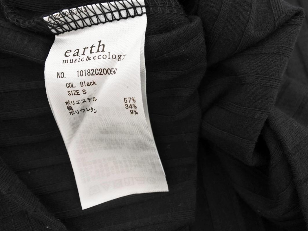 新品 earth music&ecology アースミュージック＆エコロジー ヘンリーネック カットソー sizeS/黒 ■◆ ☆ ffa6 レディース