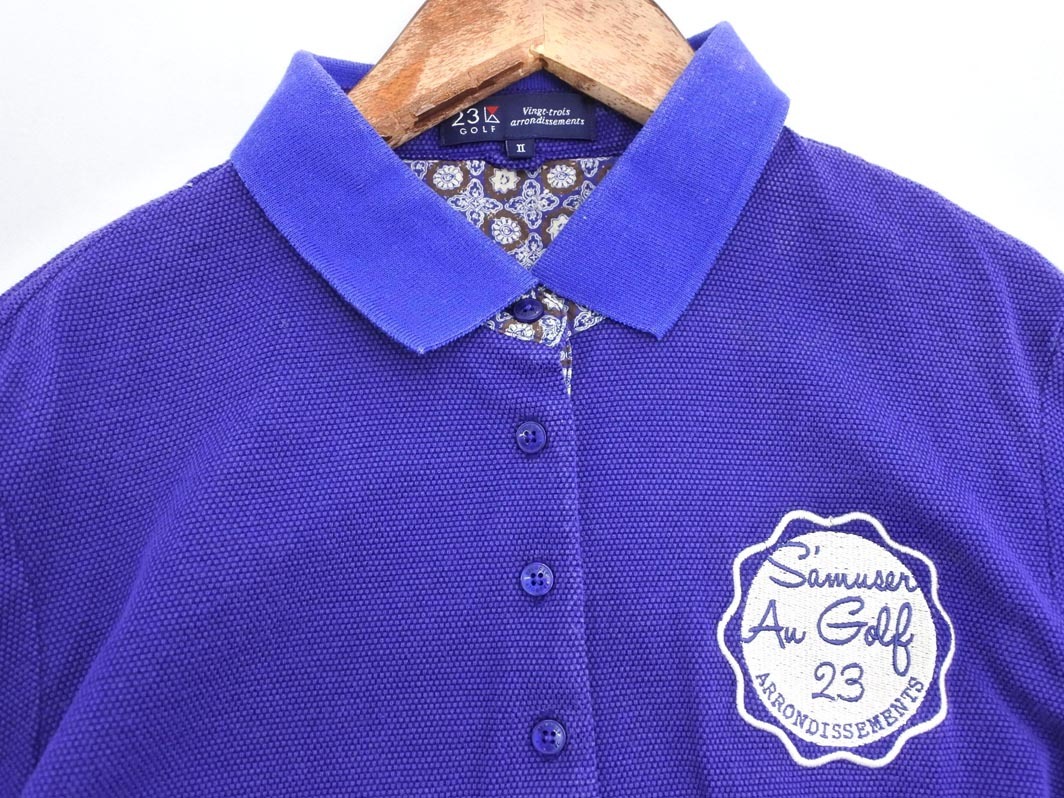 23區(qū) GOLF 23區(qū) ゴルフ 刺繍 ポロシャツ size?/青 ■◆ ☆ ffa6 レディース