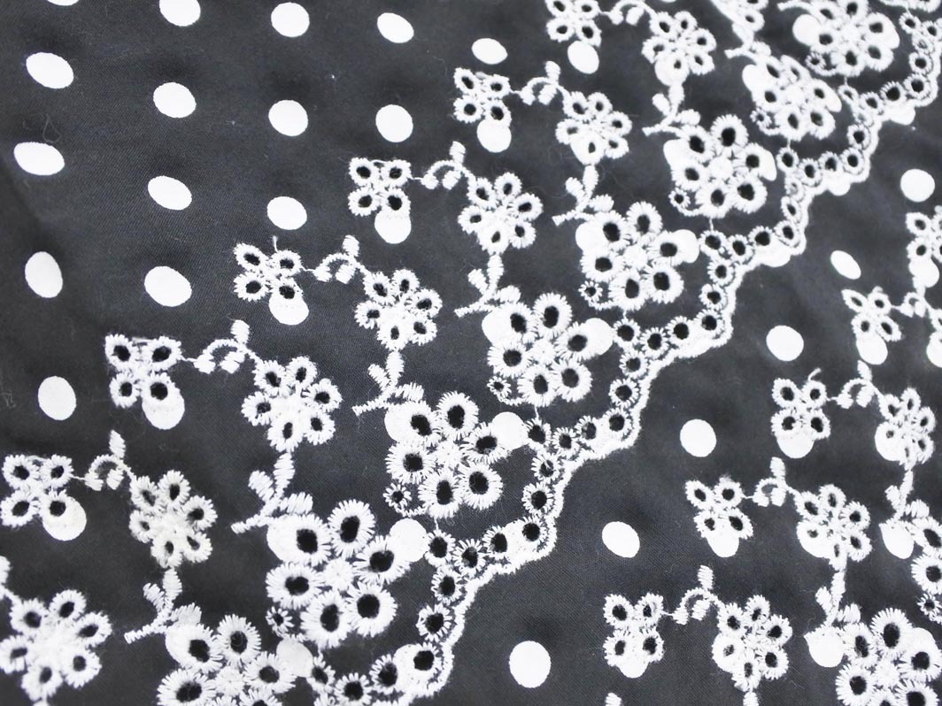 IENA イエナ ドット 刺繍 ノースリーブ Iライン ワンピース 黒 ■◆ ☆ ffa9 レディース