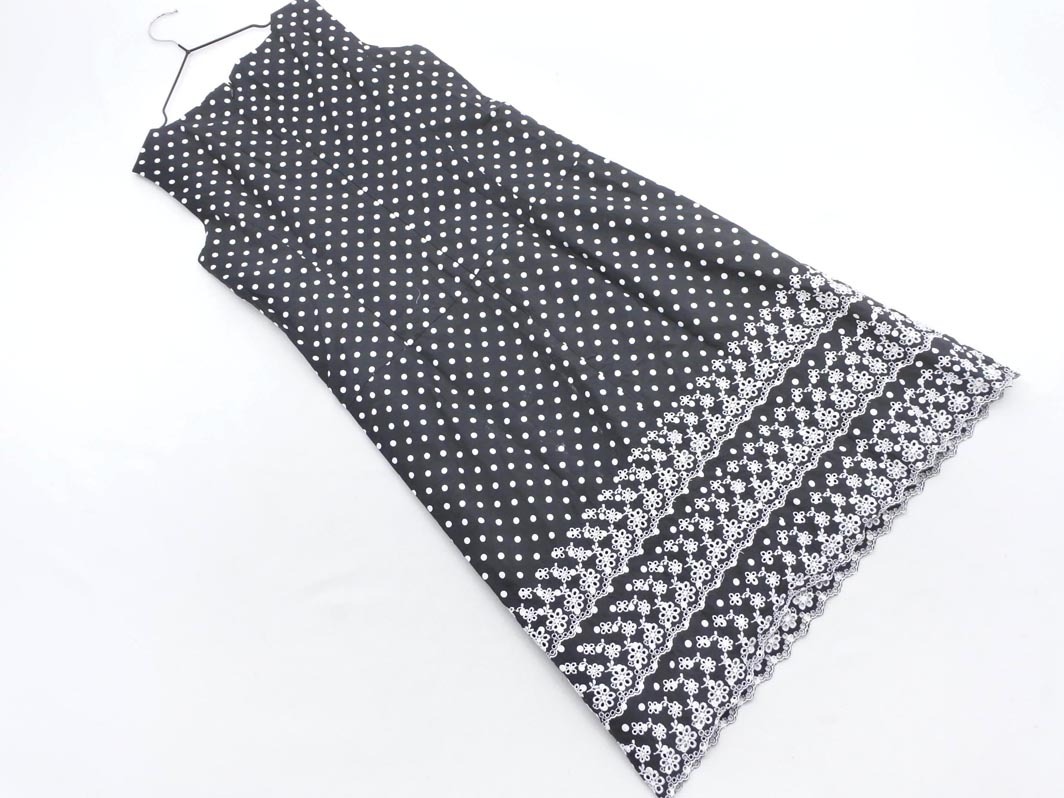 IENA イエナ ドット 刺繍 ノースリーブ Iライン ワンピース 黒 ■◆ ☆ ffa9 レディース