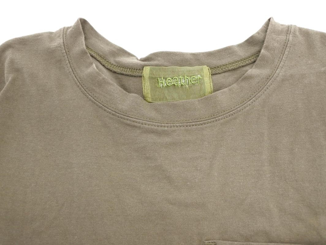 ネコポスOK Heather ヘザー ポケット Tシャツ sizeF/カーキ ■◆ ☆ ffa9 レディース_画像2
