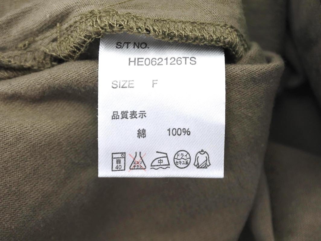 ネコポスOK Heather ヘザー ポケット Tシャツ sizeF/カーキ ■◆ ☆ ffa9 レディース_画像5