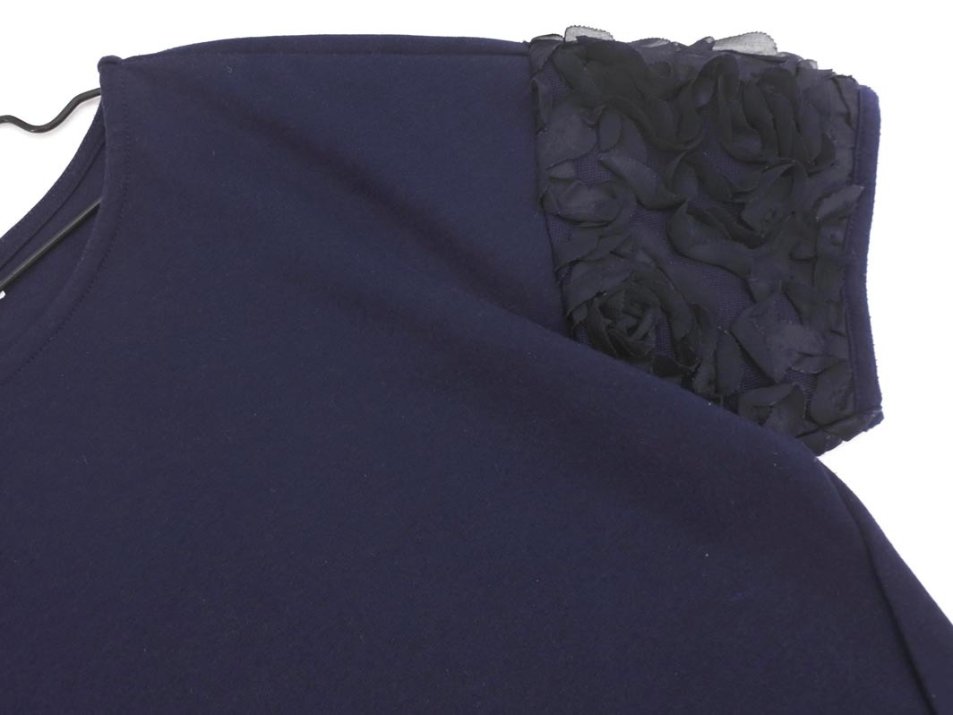 ネコポスOK NATURAL BEAUTY BASIC ナチュラルビューティーベーシック レース カットソー sizeM/濃紺 ■◆ ☆ ffa9 レディース