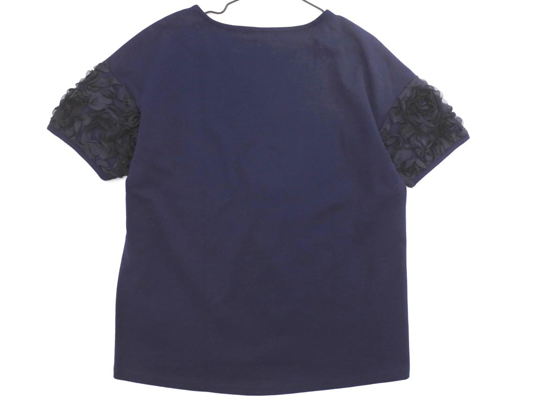 ネコポスOK NATURAL BEAUTY BASIC ナチュラルビューティーベーシック レース カットソー sizeM/濃紺 ■◆ ☆ ffa9 レディース