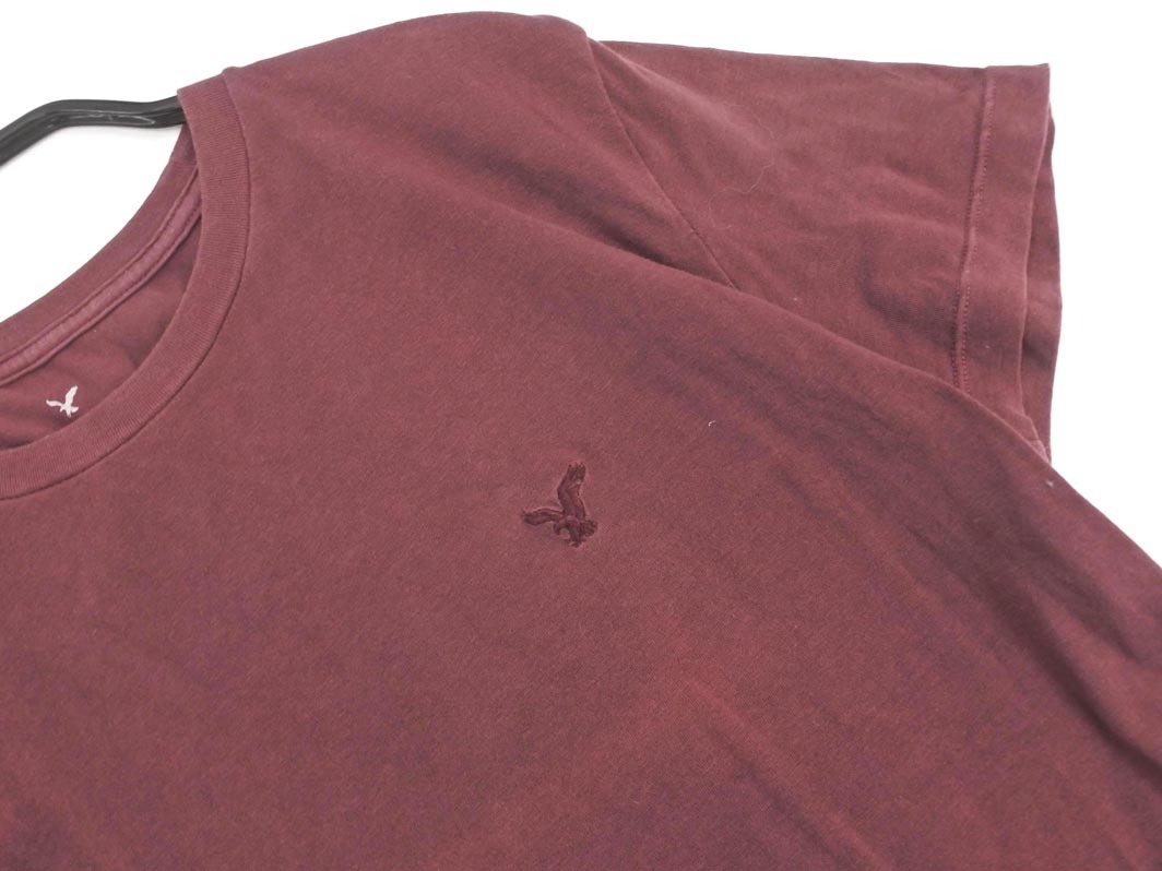 ネコポスOK AMERICAN EAGLE アメリカンイーグル ロゴ 刺繍 Tシャツ sizeXS/えんじ ■◆ ☆ ffa9 メンズ