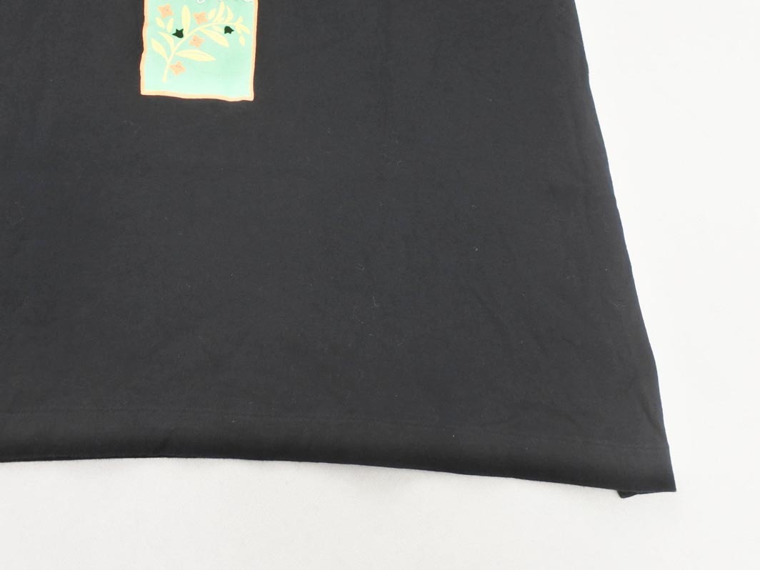 ネコポスOK arnold palmer アーノルドパーマー フラワー プリント 刺繍 Tシャツ sizeL/黒 ■◆ ☆ ffa9 レディース