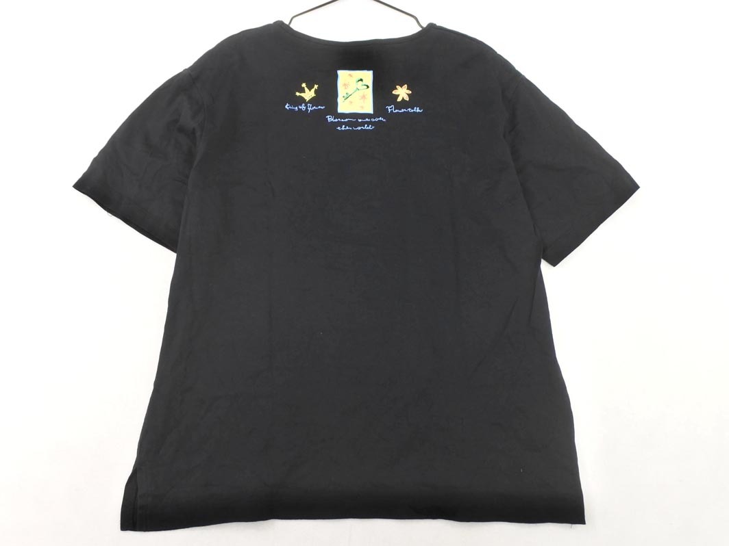 ネコポスOK arnold palmer アーノルドパーマー フラワー プリント 刺繍 Tシャツ sizeL/黒 ■◆ ☆ ffa9 レディース