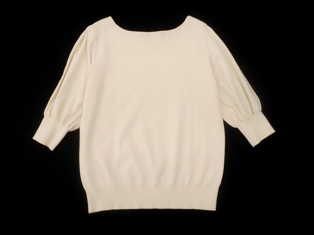 NATURAL BEAUTY BASIC ナチュラルビューティーベーシック 5分袖 ニット セーター sizeFR/アイボリー ■◆ ☆ ffb0 レディース