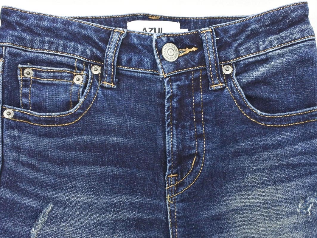 アズールバイマウジー ダメージ加工 カットオフ ストレッチ スキニー デニムパンツ sizeXS/インディゴ ■■ ☆ ffb0 レディース_画像3