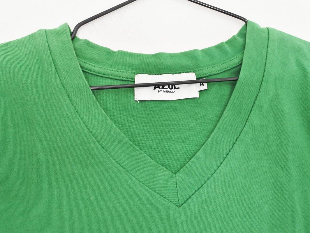 ネコポスOK AZUL BY MOUSSY アズールバイマウジー Vネック Tシャツ sizeM/緑 ■◆ ☆ ffb0 レディース