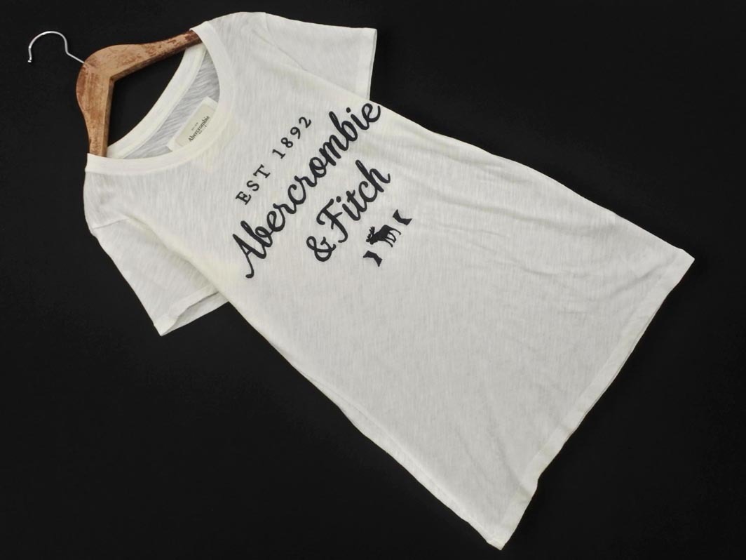 ネコポスOK Abercrombie & Fitch アバクロンビー＆フィッチ ロゴ Tシャツ sizeS/白 ■◆ ☆ ffb0 レディース