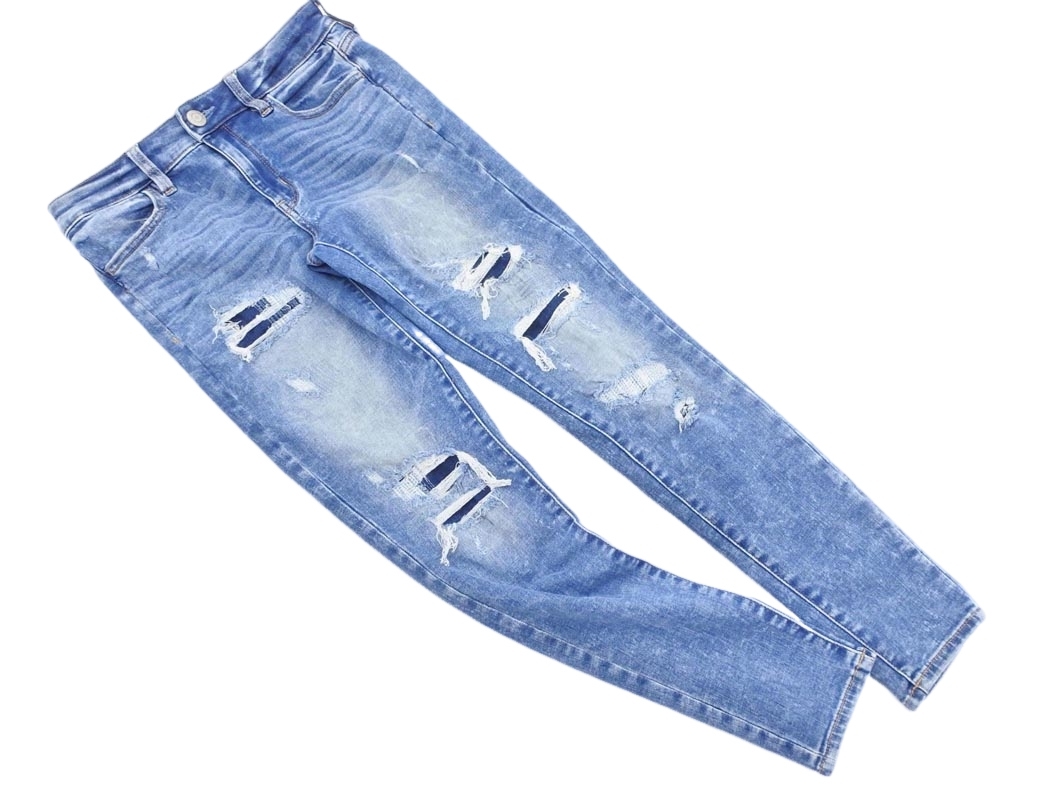 AMERICAN EAGLE アメリカンイーグル ダメージ加工 スキニー デニムパンツ size6/青 ■■ ☆ ffb0 レディース