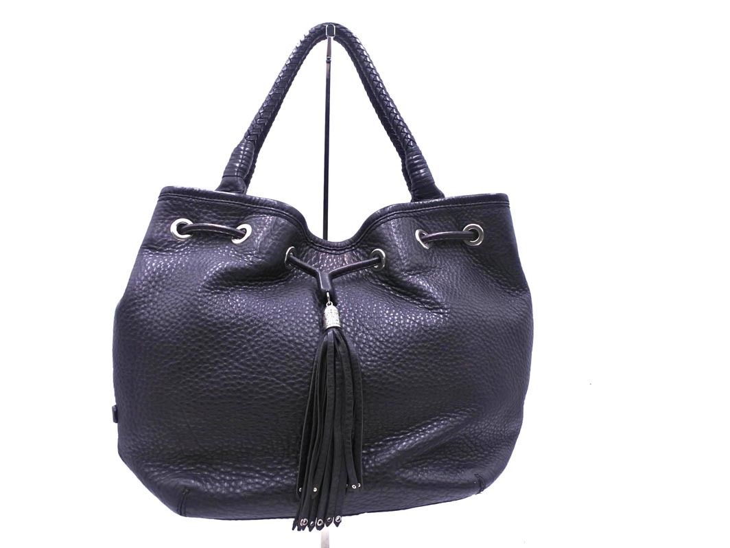 COLE HAAN コールハーン 本革 レザー タッセル ハンド バッグ 黒 ■■ ☆ ffb0 レディース