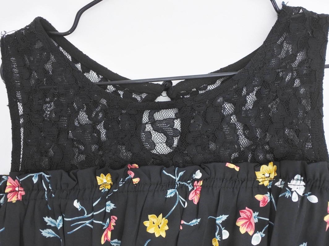 INGNI イング レース カットショルダー 花柄 Aライン ワンピース sizeM/黒 ■◆ ☆ ffb0 レディース_画像5