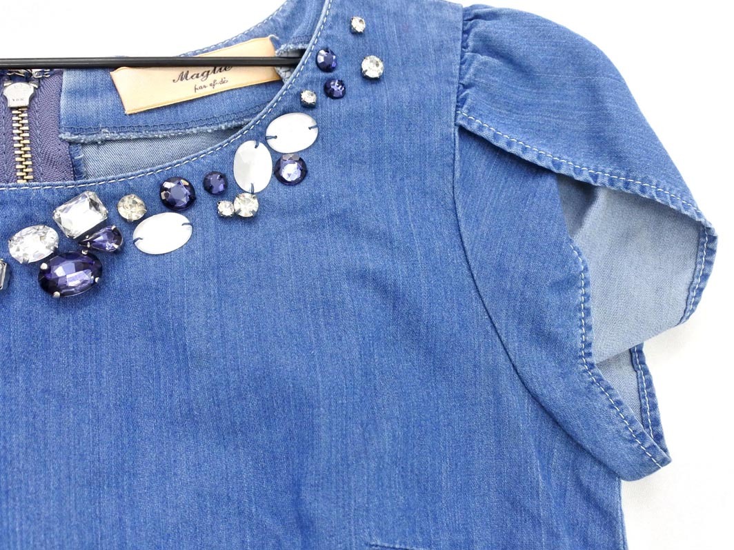 ネコポスOK ef-de エフデ Maglie par デニム ノースリーブ ワンピース size7/青 ■◆ ☆ ffb1 レディース