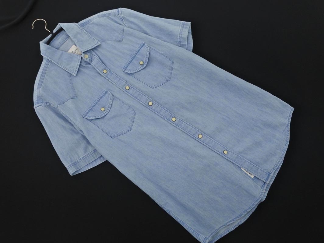 AMERICAN EAGLE アメリカンイーグル デニム ウエスタン シャツ sizeXS/水色 ■◆ ☆ ffb1 メンズ