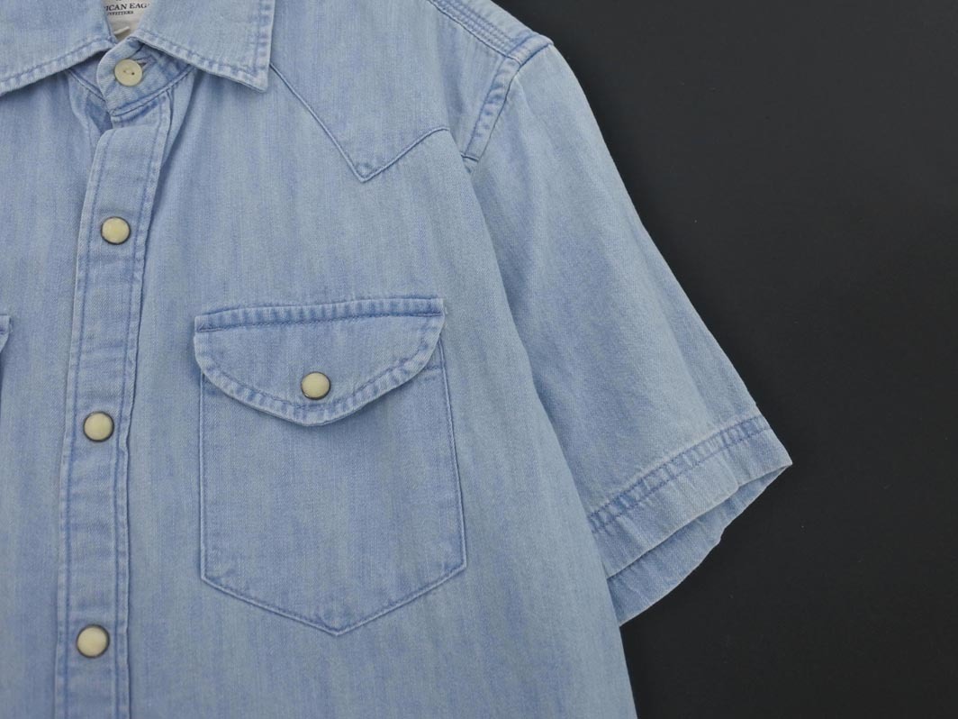 AMERICAN EAGLE アメリカンイーグル デニム ウエスタン シャツ sizeXS/水色 ■◆ ☆ ffb1 メンズ