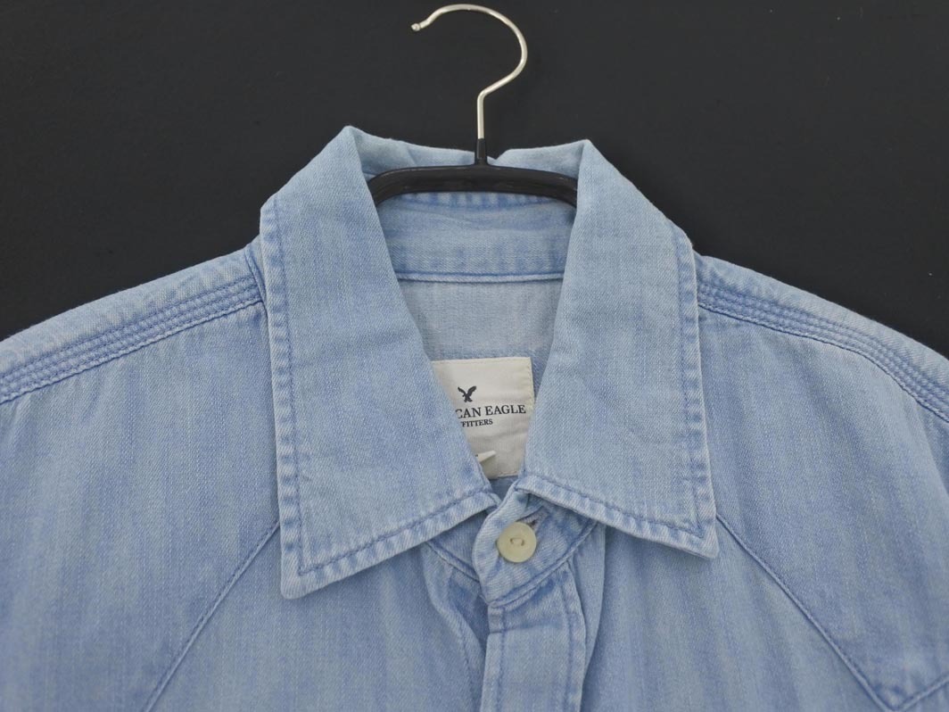 AMERICAN EAGLE アメリカンイーグル デニム ウエスタン シャツ sizeXS/水色 ■◆ ☆ ffb1 メンズ