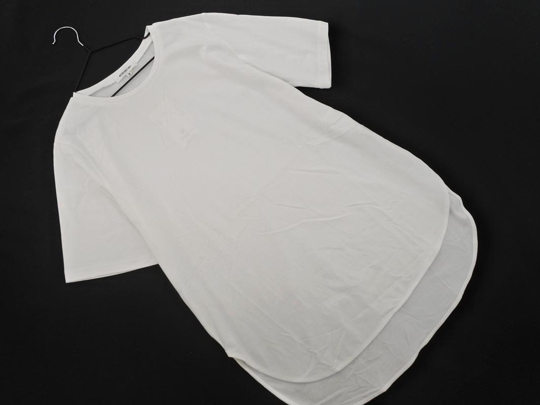 ネコポスOK 新品 ナチュラルビューティーベーシック ラウンドスリット ロング Tシャツ sizeM/白 ■◆ ☆ ffb1 レディース