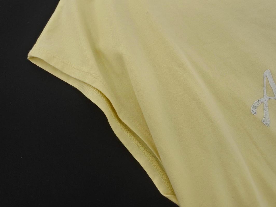 ネコポスOK Aquascutum アクアスキュータム フレンチスリーブ プリント Tシャツ size8/黃 ■◆ ☆ ffb3 レディース