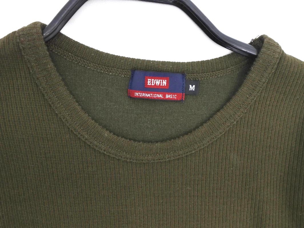 ネコポスOK EDWIN エドウィン リブ 半袖 カットソー sizeM/カーキ ■◆ ☆ ffb3 メンズ
