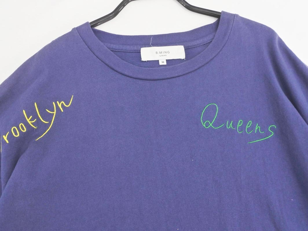 B:MING BEAMS ビームス 刺繍 Tシャツ sizeM/青 ■◆ ☆ ffb2 メンズ