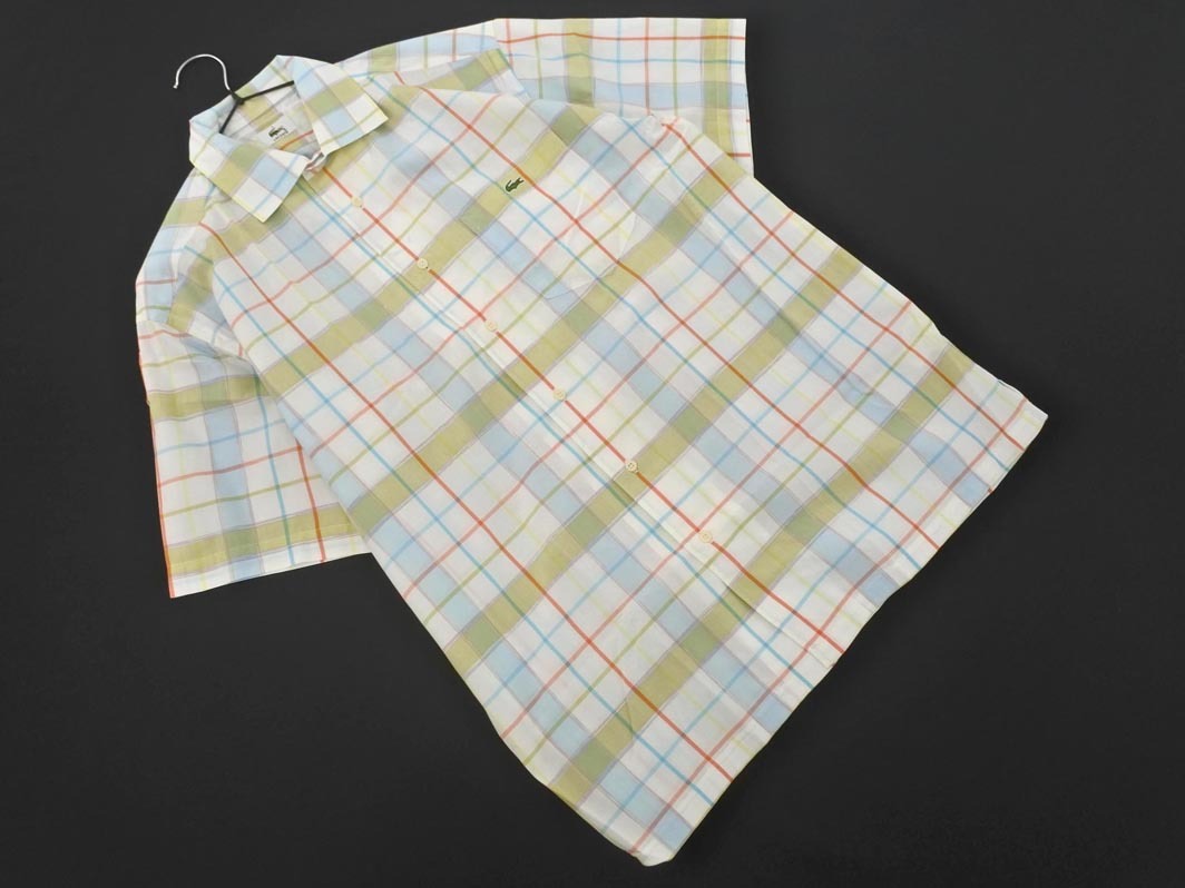 LACOSTE ラコステ チェック シャツ size4/白ｘ青ｘ緑 ■◆ ☆ ffb2 メンズ