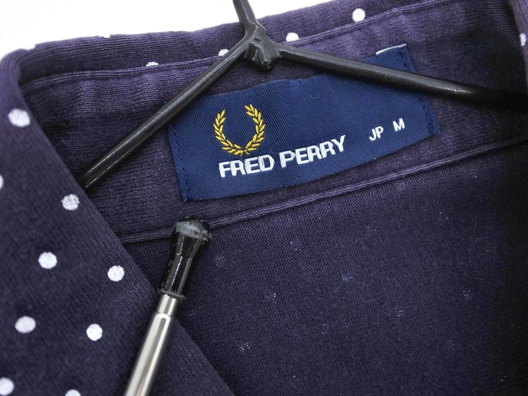 ネコポスOK FRED PERRY フレッドペリー ドット 半袖 シャツ sizeM/紺 ■◆ ☆ ffb2 メンズ
