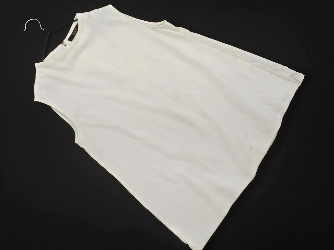 ネコポスOK VICKY ビッキー 素材切替 ノースリーブ カットソー size2/白 ■◆ ☆ ffb2 レディース