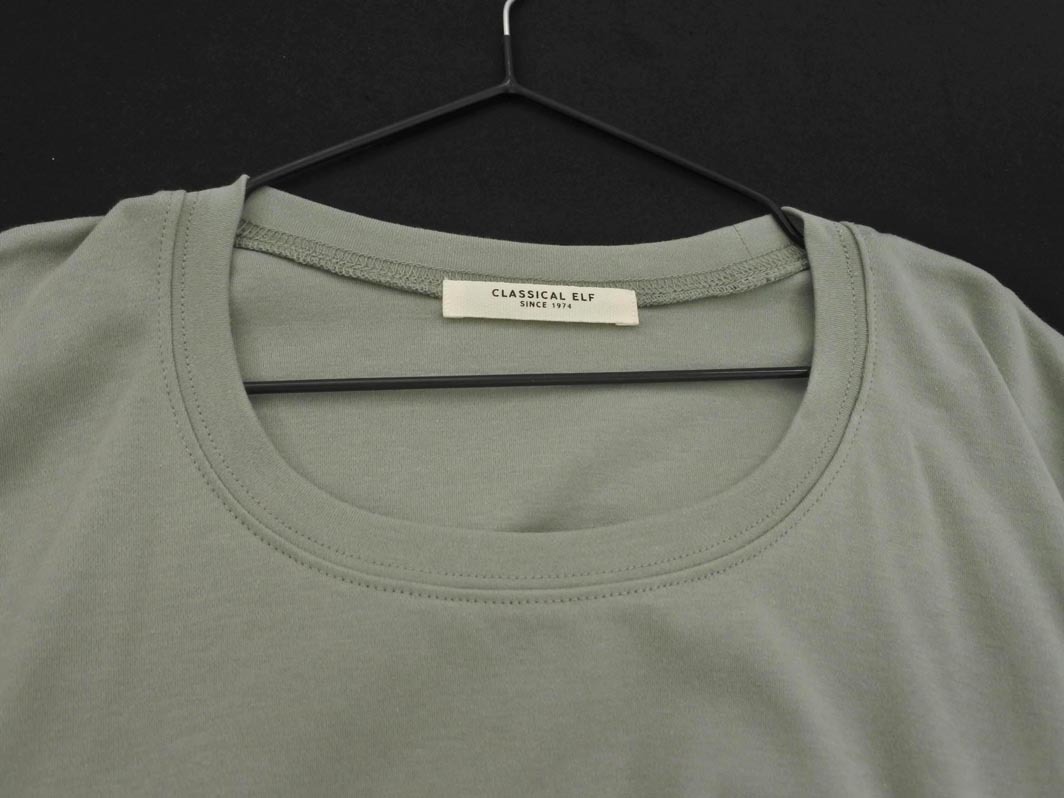CLASSICAL ELF クラシカルエルフ オーガニックコットン フレンチスリーブ カットソー sizeS/グリーン ■◆ ☆ ffb3 レディース