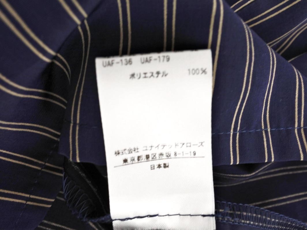 ネコポスOK アデイインザライフ ユナイテッドアローズ スクエアネック ストライプ ブラウス シャツ 紺 ■◆ ☆ ffb2 レディース_画像6