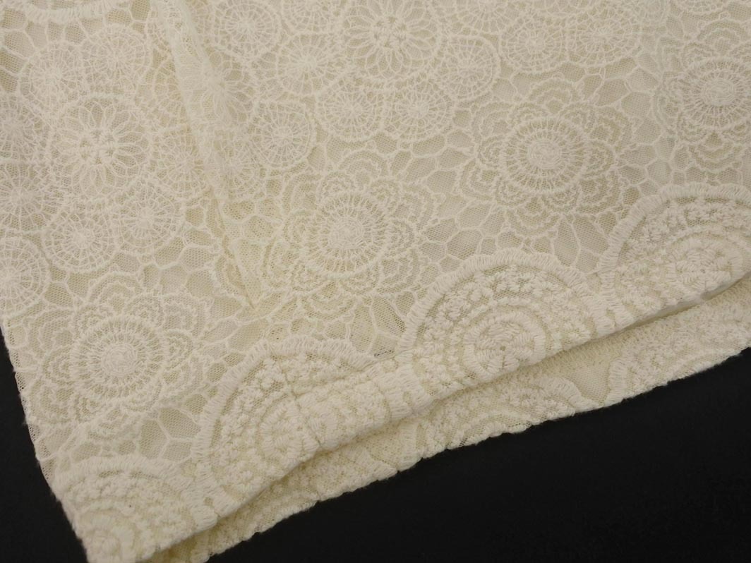 グリーンレーベルリラクシング ユナイテッドアローズ 総レース 裾ギャザー ブラウス シャツ アイボリー ■◆ ☆ ffb3 レディース_画像4