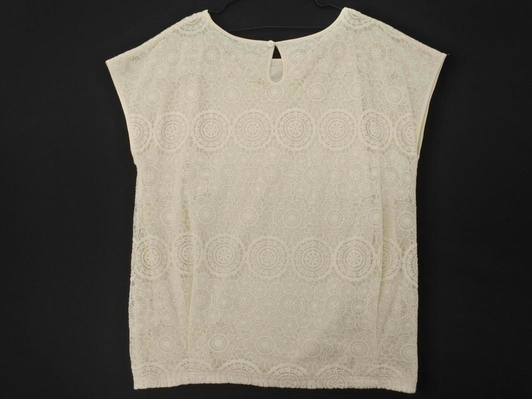 グリーンレーベルリラクシング ユナイテッドアローズ 総レース 裾ギャザー ブラウス シャツ アイボリー ■◆ ☆ ffb3 レディース_画像6