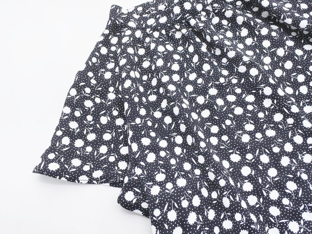 NATURAL BEAUTY BASIC ナチュラルビューティーベーシック 総柄 ブラウス シャツ sizeS/黒 ■◆ ☆ ffb6 レディース