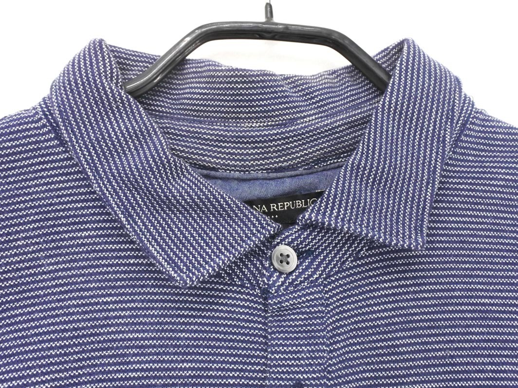 BANANA REPUBLIC バナナリパブリック ボーダー ポロシャツ sizeM/青ｘ紺 ■◆ ☆ ffb7 メンズ