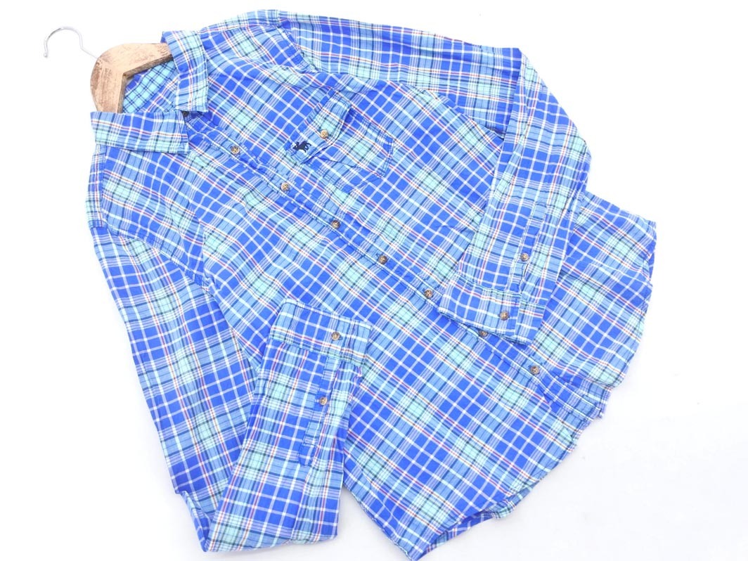 Abercrombie & Fitch アバクロンビー＆フィッチ チェック シャツ sizeL/青ｘ緑 ■◇ ☆ ffb7 レディース
