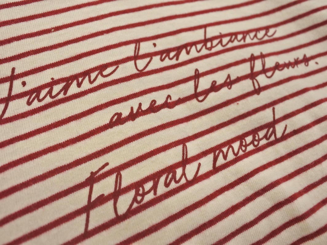 ネコポスOK Heather ヘザー ボーダー カットソー sizeF/ベージュｘ赤 ■◆ ☆ ffb7 レディース_画像3