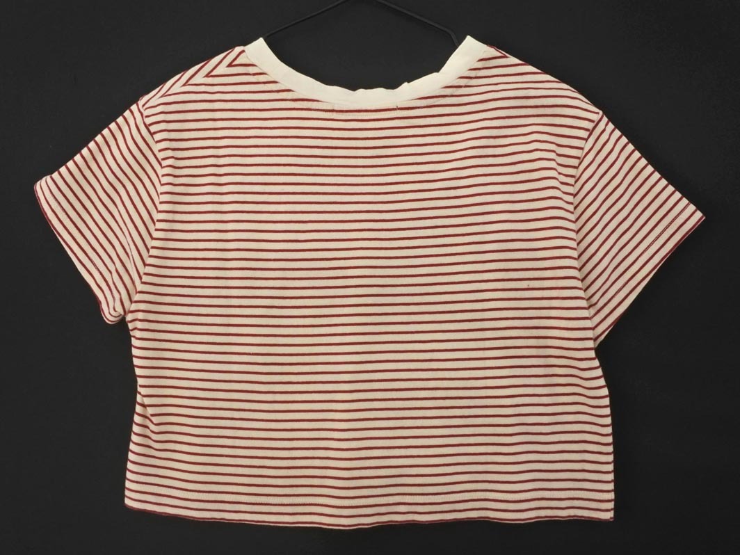 ネコポスOK Heather ヘザー ボーダー カットソー sizeF/ベージュｘ赤 ■◆ ☆ ffb7 レディース_画像6