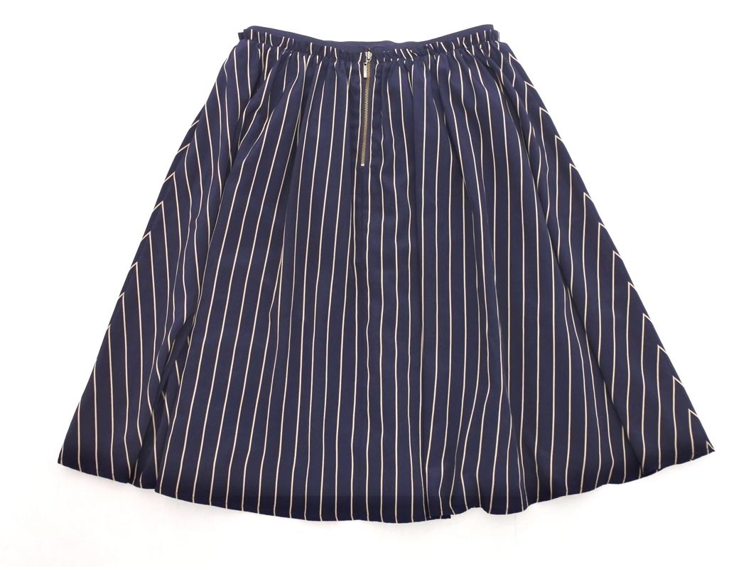 ネコポスOK ANAYI アナイ ストライプ フレア スカート size38/濃紺 ■■ ☆ ffb7 レディース
