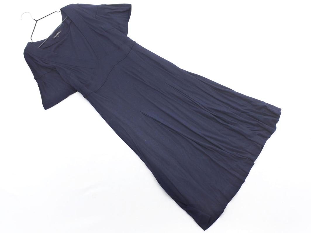 23區(qū) Vネック カット Aライン ワンピース size40/紺 ■◆ ☆ ffb7 レディース
