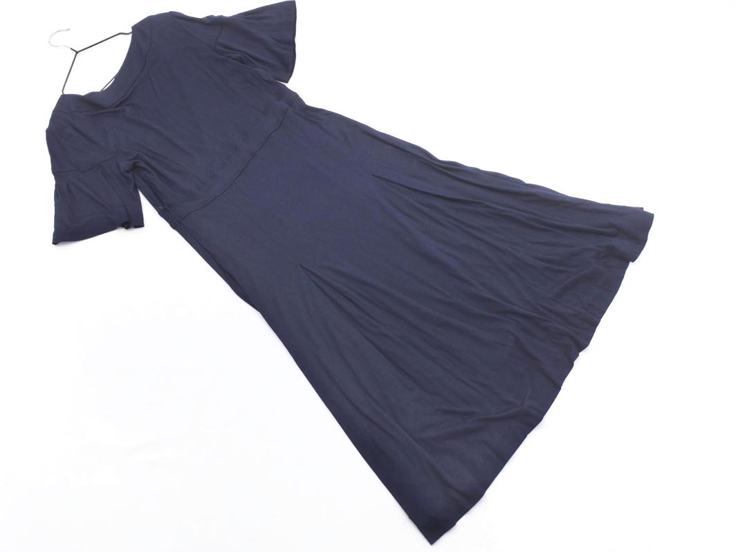 23區(qū) Vネック カット Aライン ワンピース size40/紺 ■◆ ☆ ffb7 レディース