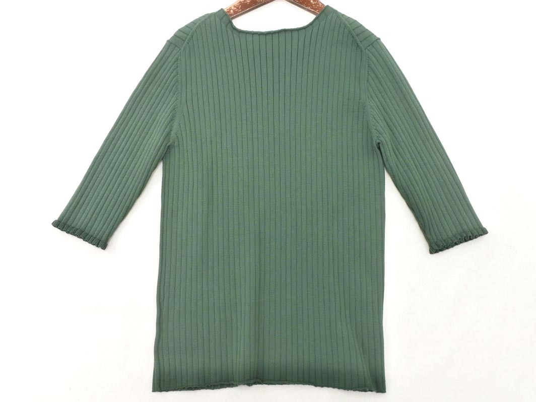 ネコポスOK NATURAL BEAUTY BASIC ナチュラルビューティーベーシック リブ ニット セーター sizeM/緑 ■◆ ☆ ffb8 レディース_画像6