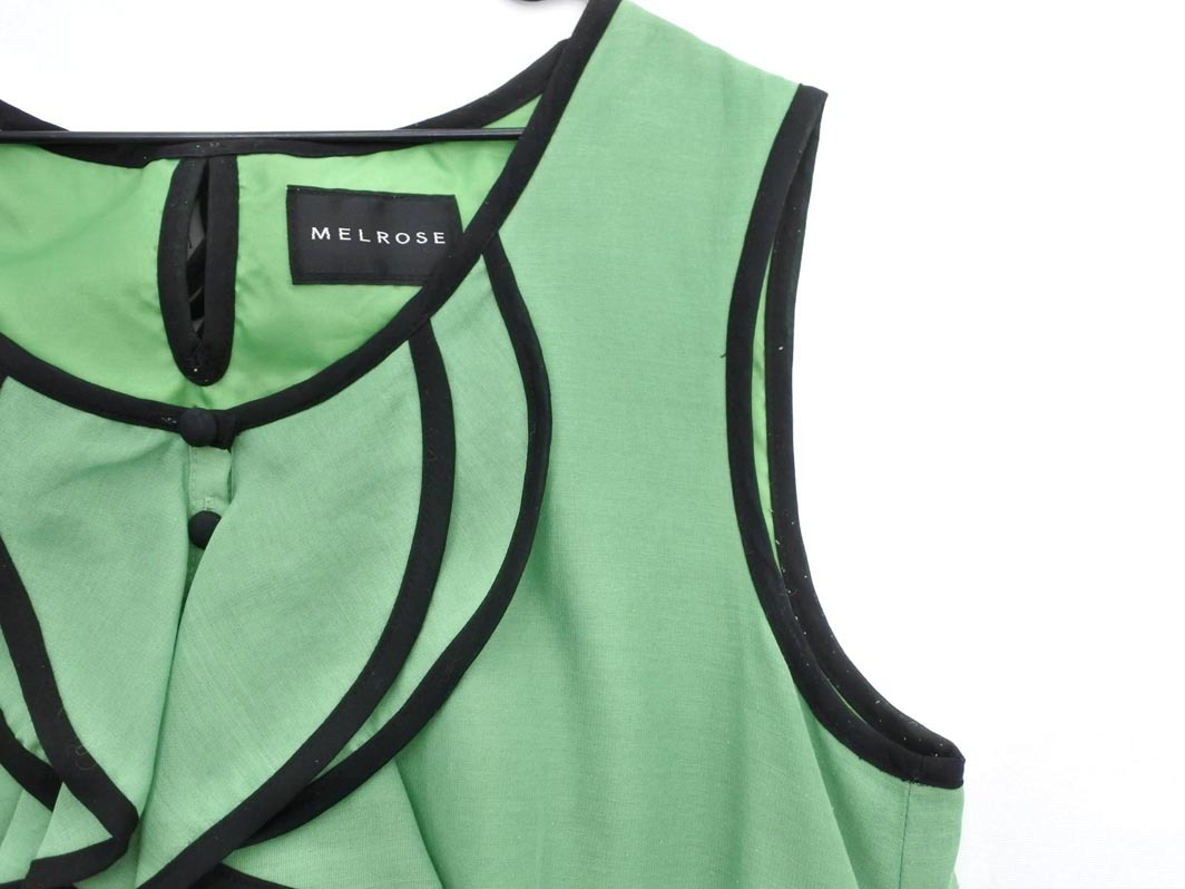 MELROSE メルローズ フリル ノースリーブ ワンピース size3/緑 ■◆ ☆ ffb8 レディース_画像3