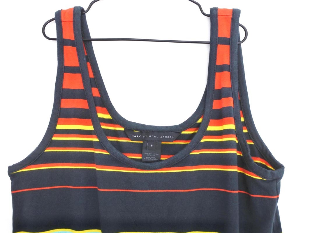 MARC BY MARC JACOBS マークバイマークジェイコブス ボーダー ノースリーブ ワンピース sizeS/黒ｘ赤 ■◆ ☆ ffb9 レディース