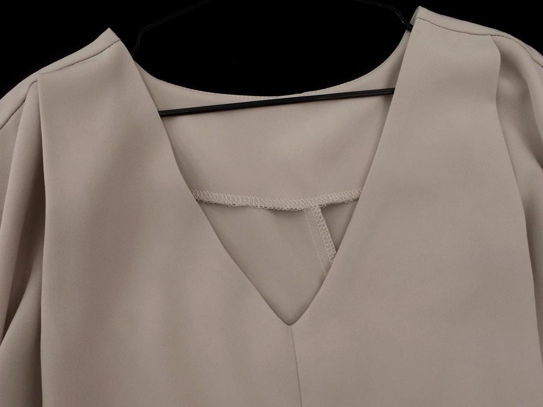ネコポスOK N. エヌ ナチュラルビューティーベーシック フレンチスリーブ ブラウス シャツ sizeM/グレージュ ■◆ ☆ ffb9 レディース