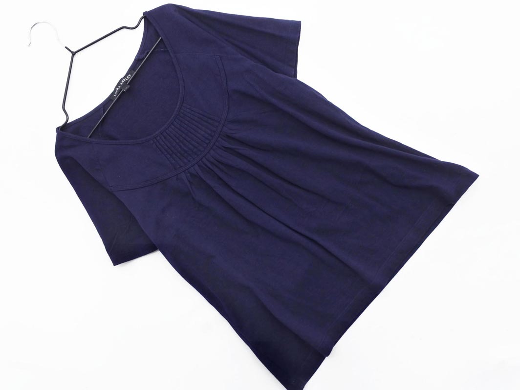  кошка pohs OK LAURA ASHLEY Laura Ashley булавка tuck cut and sewn sizeL/ темно-синий #* * ffb9 женский 